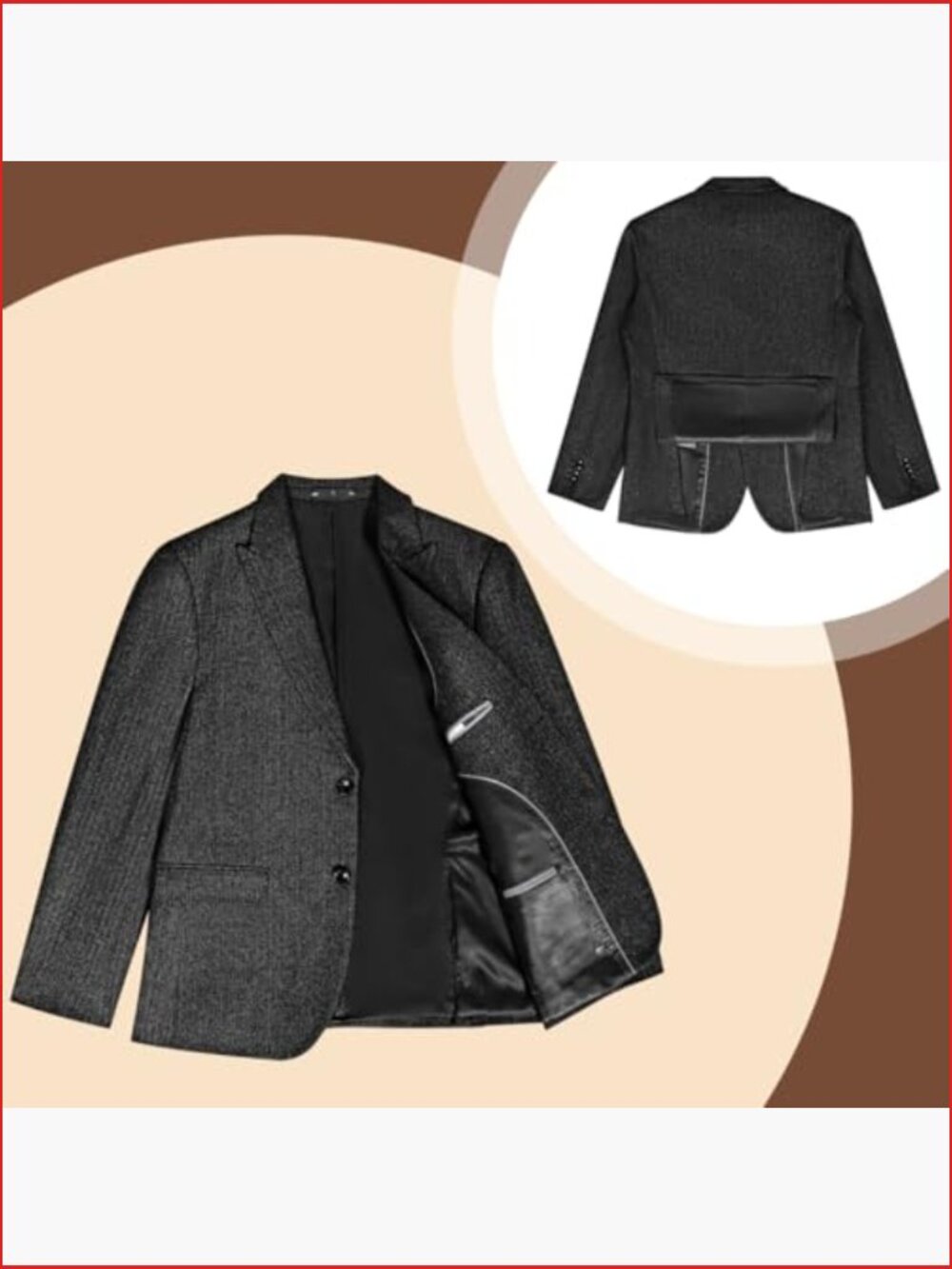 Retro 3 Piece Tweed Herringbone Suit Set Jacket Vest Pants for Wedding Prom - Picture 4 of 7